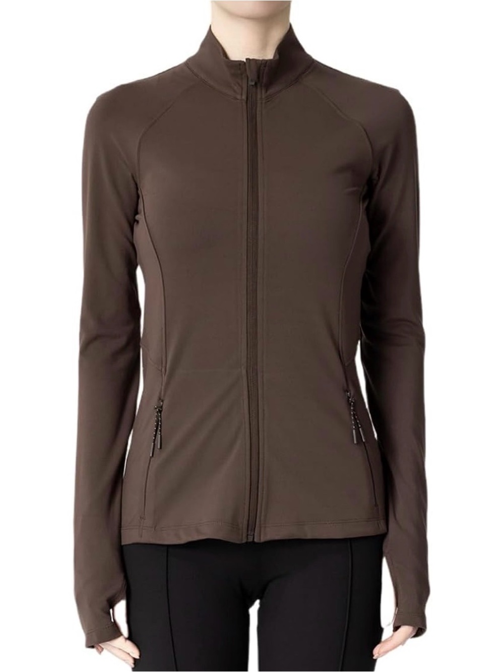 Women's Brown Full-Zip Athletic Jacket Leapstride slim fit Small NWT